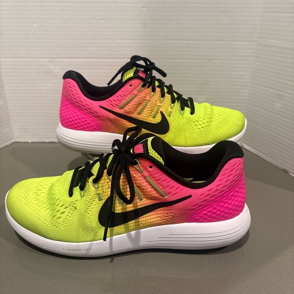 Nike Bright Yellow and Pink Athletic Shoes men’s 9.5/womens 11 - Picture 1 of 5